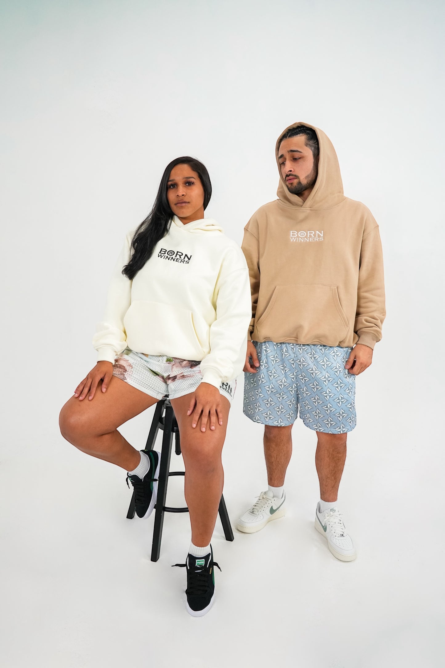 Khaki Heavy Weight Luxury Hoodie "Embroidered Logo"