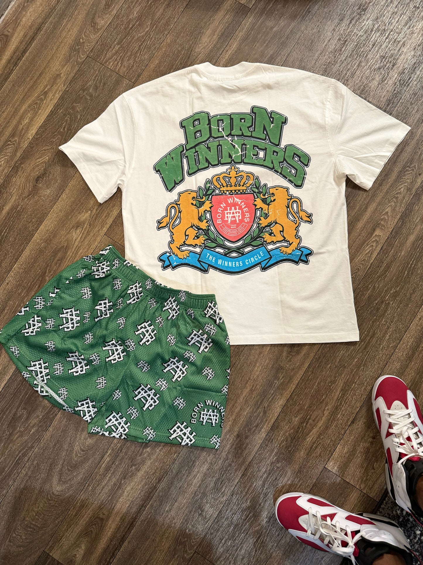 Pine Green BW Logo Mesh Shorts