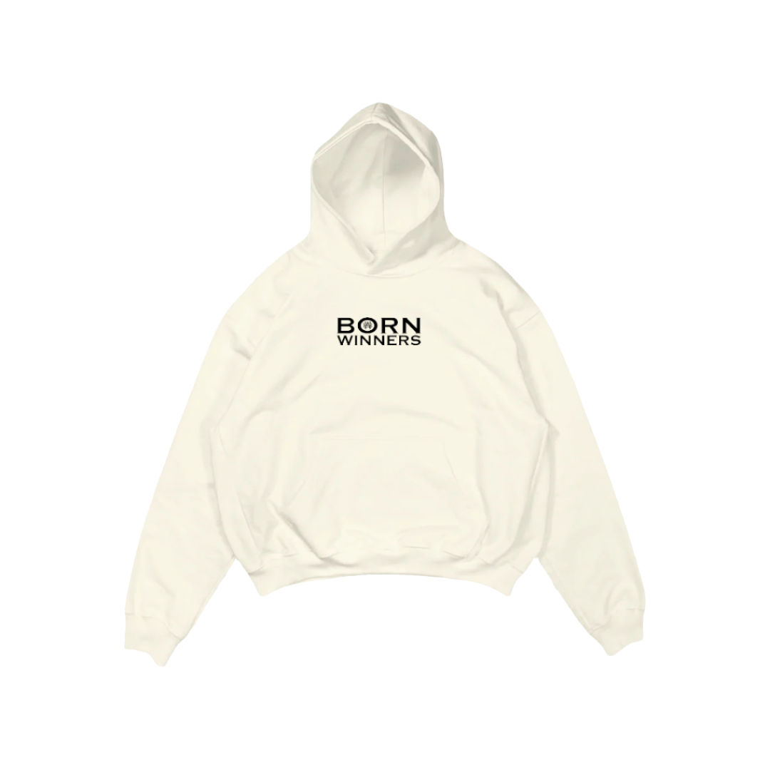 Cream Heavy Weight Luxury Hoodie "Embroidered Logo"