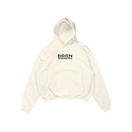 Cream Heavy Weight Luxury Hoodie "Embroidered Logo"