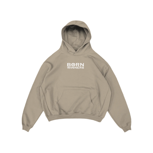 Khaki Heavy Weight Luxury Hoodie "Embroidered Logo"