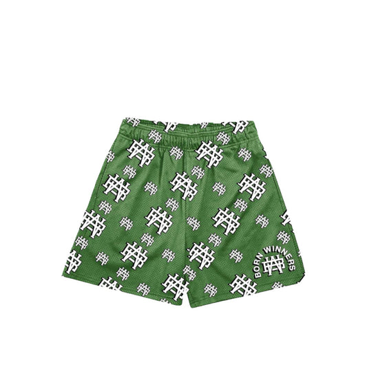 Pine Green BW Logo Mesh Shorts