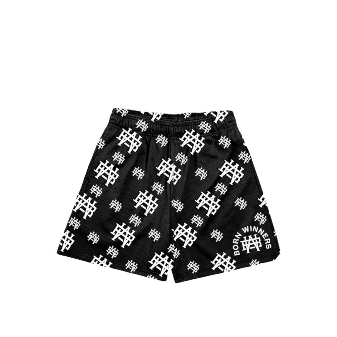 Black BW Logo Mesh Shorts